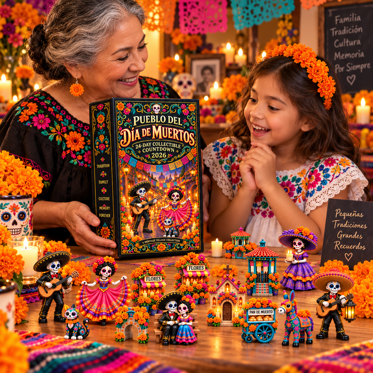 🎁Pueblo del Día de Muertos 2026 – 24-Day Day of the Dead Collectible Countdown Calendar with 24 Unique Miniatures