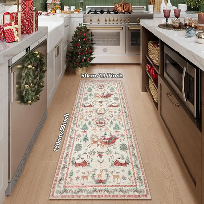 🎄✨ Christmas Runner Rug – Soft, Non-Slip & Washable Holiday Decor 🎁