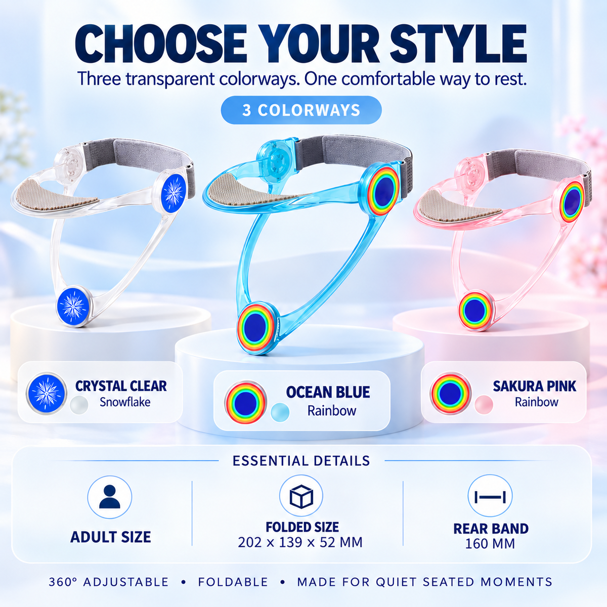 ✨Hands-Free Wearable Head Support – 360° Adjustable & Foldable