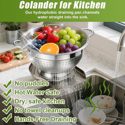 Colander and Strainer Self Drainer Base Plate Stainless Steel for Kitchen
