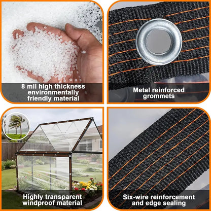 🌂10x13FT Heavy Duty Clear Tarp: 2026 Upgraded 100% Waterproof Rain Shield for Patio & Porch, Crystal Clear Vinyl Cover for Outdoor Furniture, BBQ & Deck, Reinforced Leak-Proof Tarpaulin