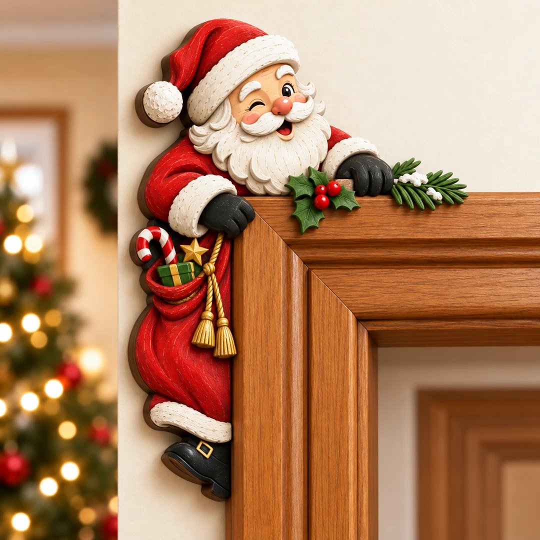 💯Christmas Peekaboo Door Frame Corner Decor丨Size: 20 cm