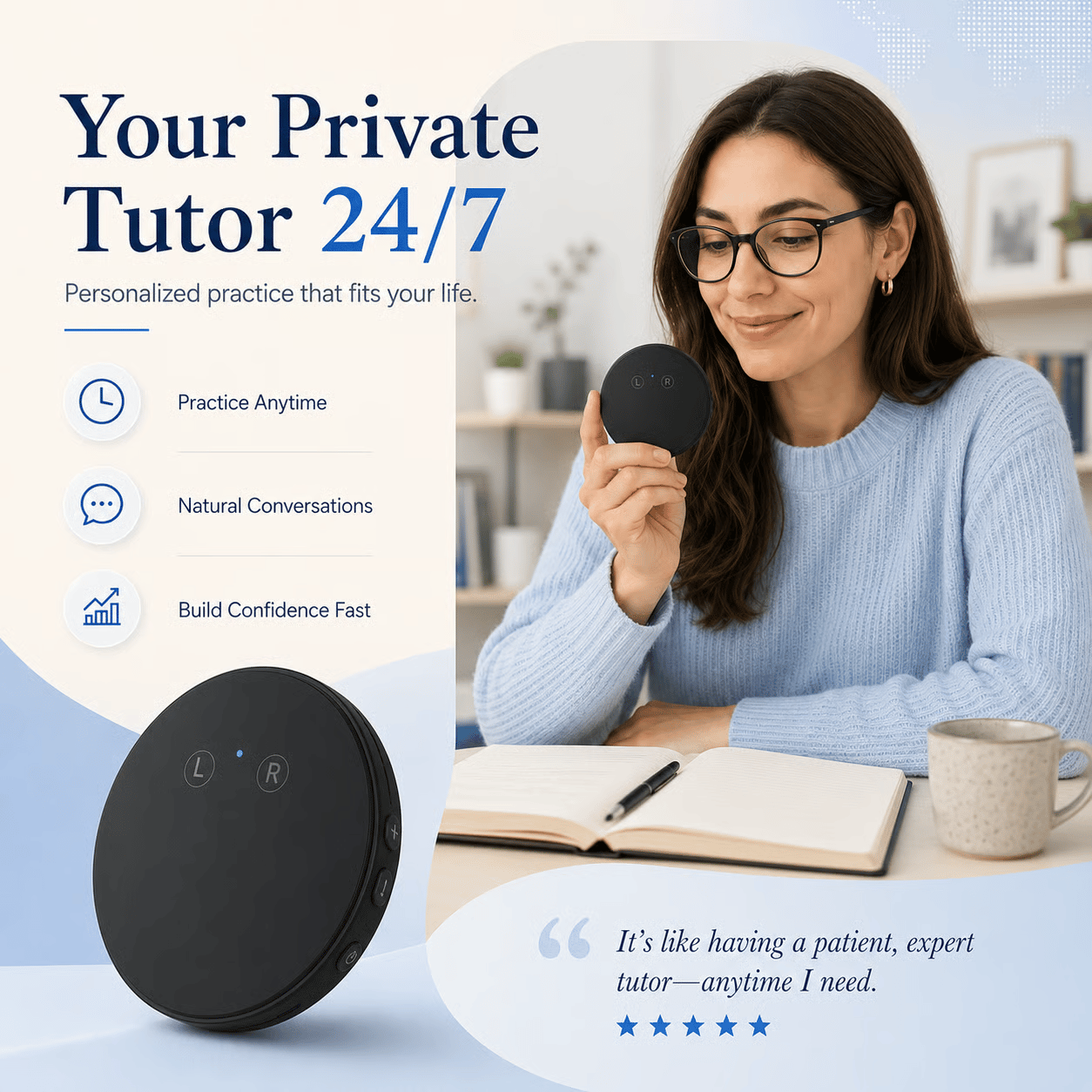 Spanish & English Practice Companion – Supports 40 Languages