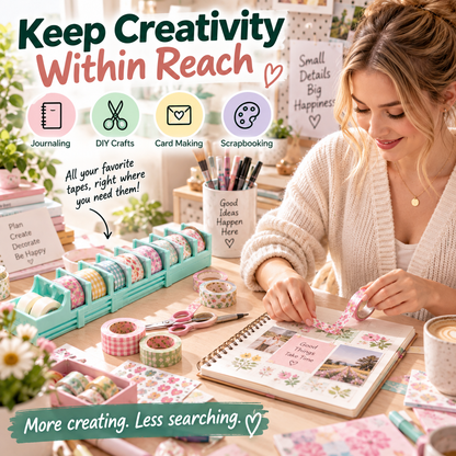 ✨ Multi-Roll Tape Dispenser – Washi Tape Organizer for Crafts, Journaling & Gift Wrapping