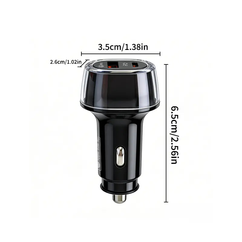 2-in-1 Compact Car Charger GPS Tracker Adapter - 50W Fast Charging USB-C Device