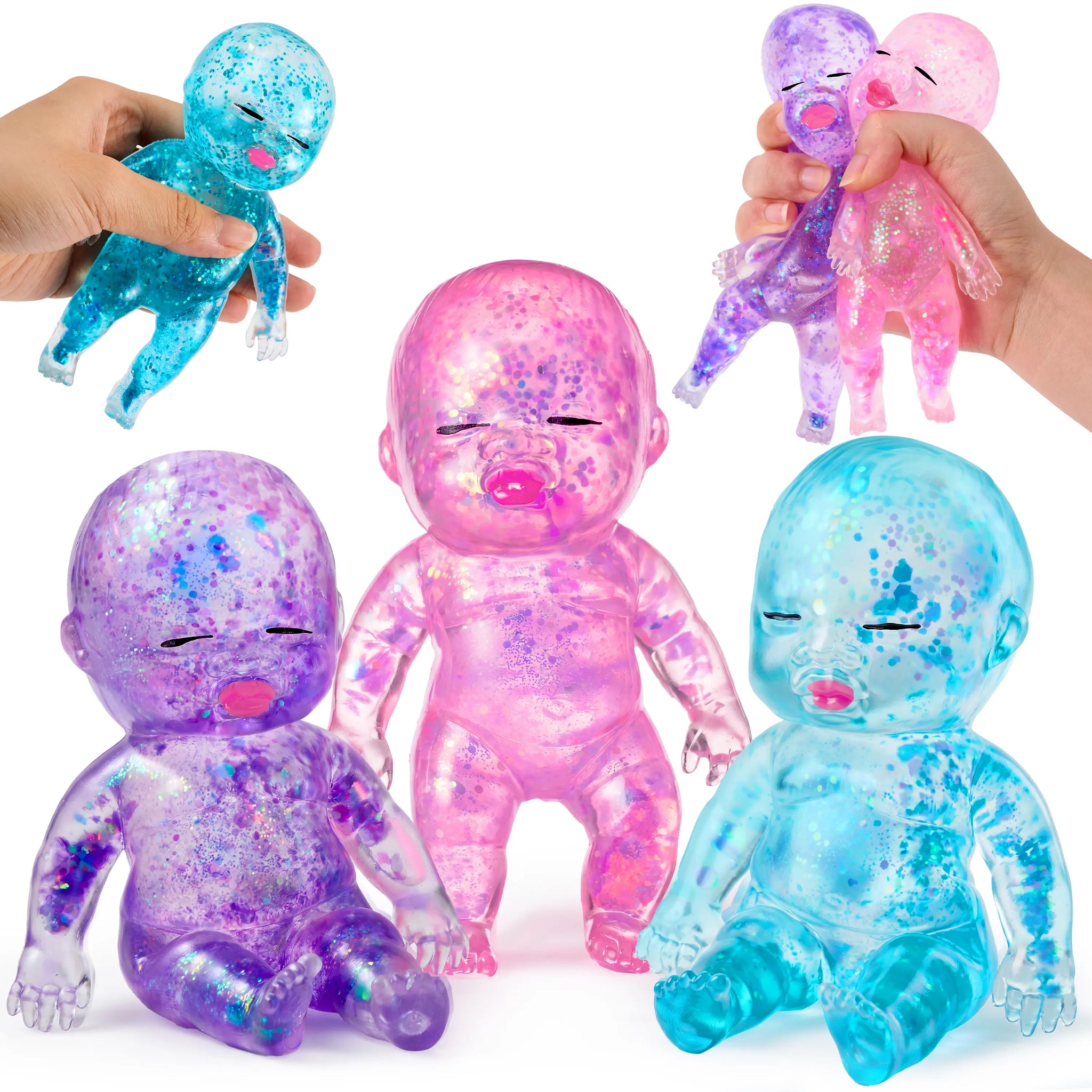 ✨ 3PCS Glitter Baby Squishies, Soft Slow-Return Toys, Party Favors & Gifts 🎁