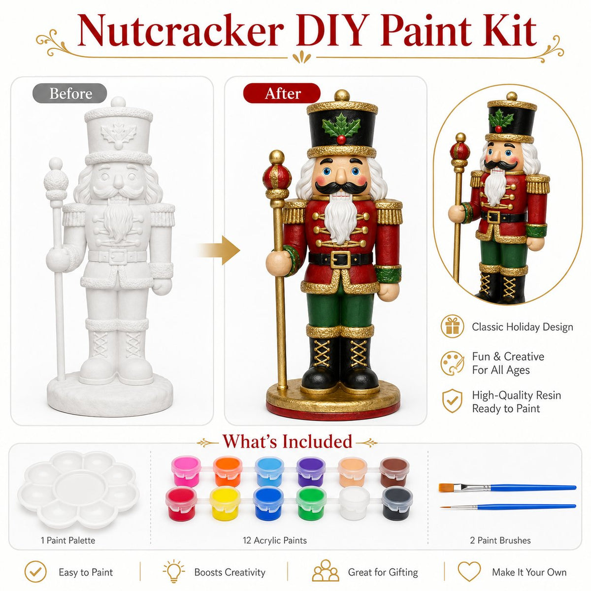 • 🎨 Beginner-Friendly DIY Christmas Figurine Painting Kit | Create Your Own Festive Holiday Decorations 🎄💕