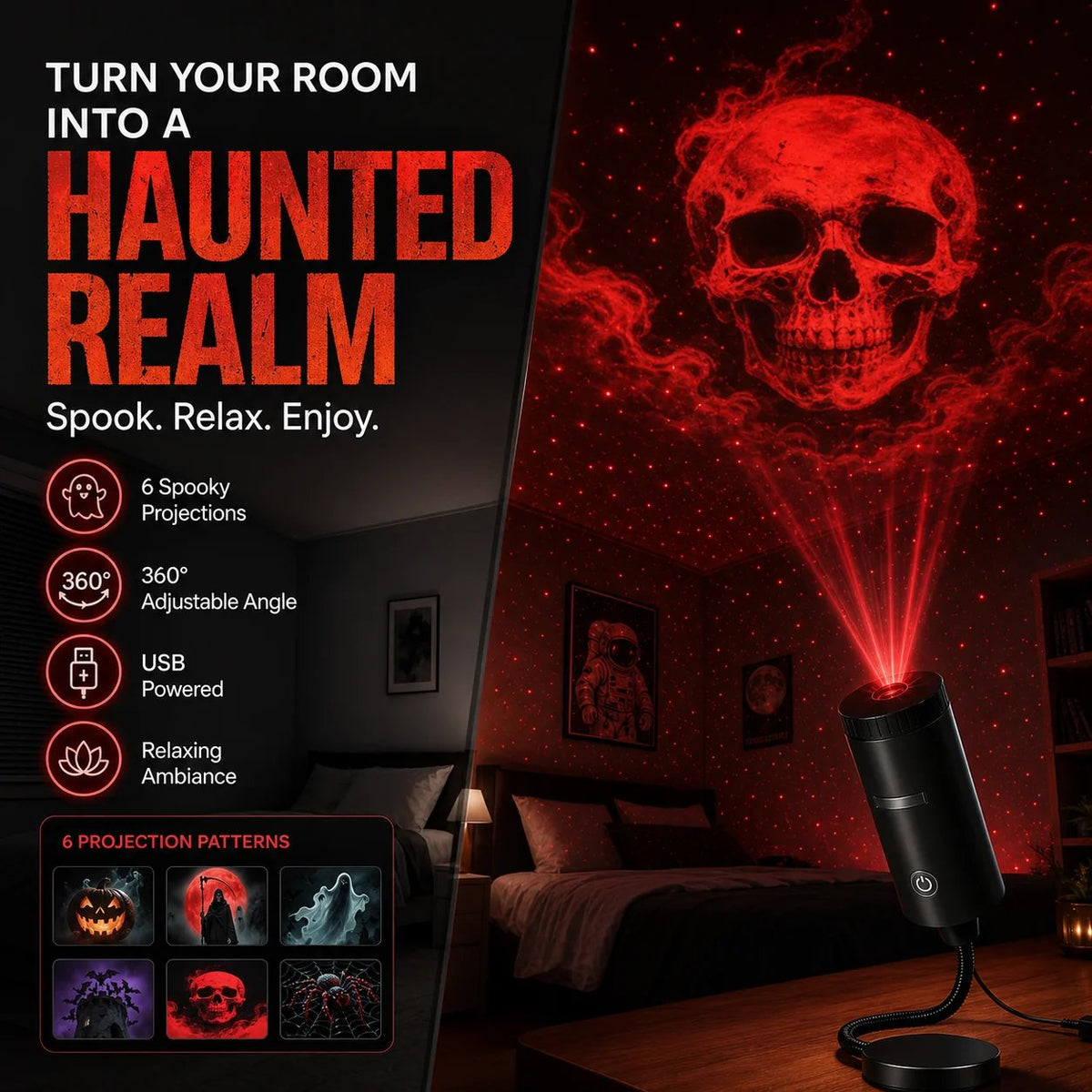 💯Plug-&-Play HD Star Projector: Halloween 6-Disc Set