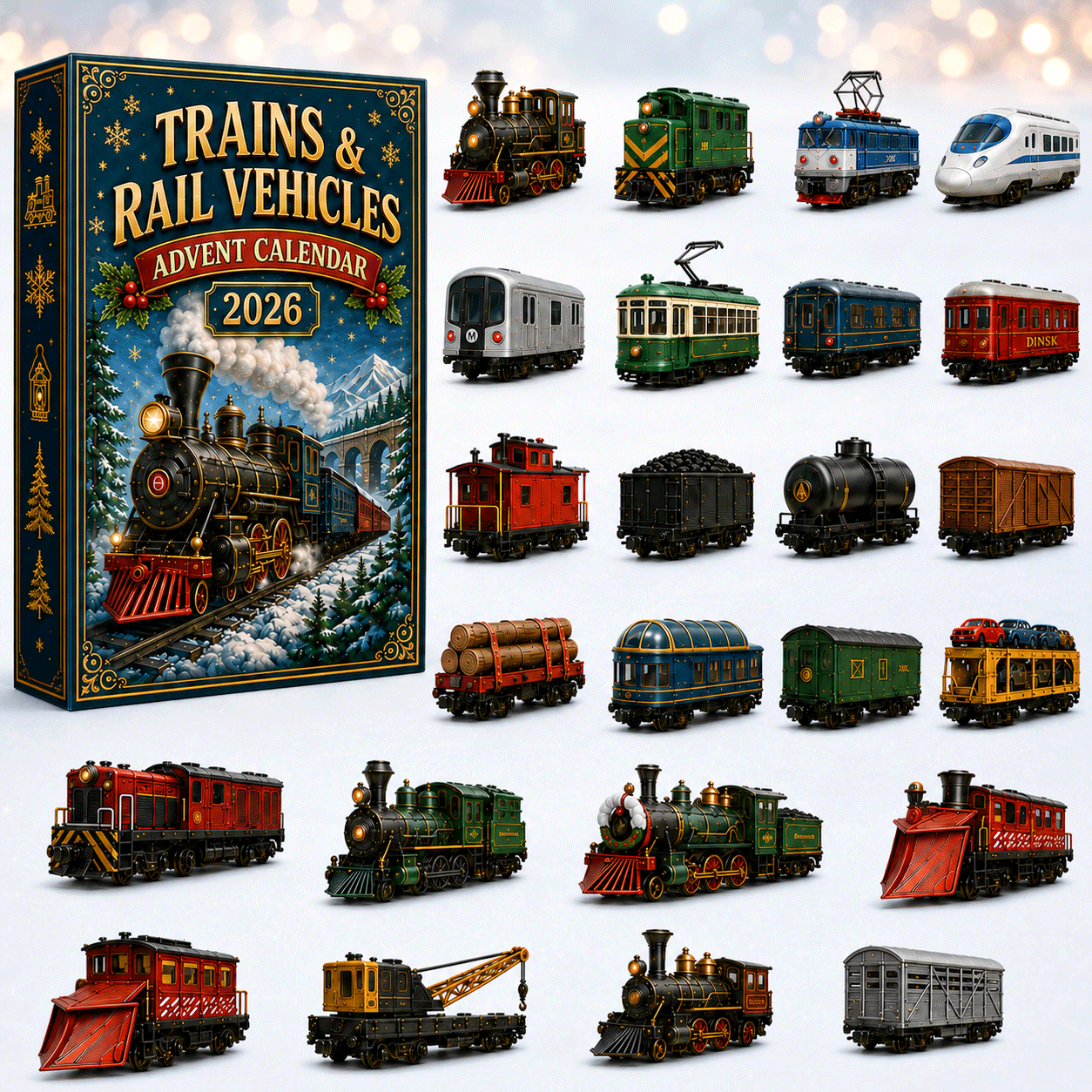 ⏰Christmas Early Bird 50% OFF-🎄🚂Trains & Rail Vehicles Advent Calendar 2026 – 24 Railway Surprises