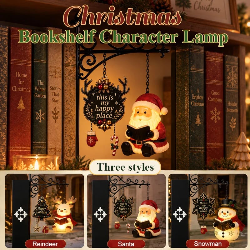 📚 Hanging‑Style Xmas Shelf Lamp, Santa / Reindeer / Snowman For Cozy Reading Nook Holiday Styling