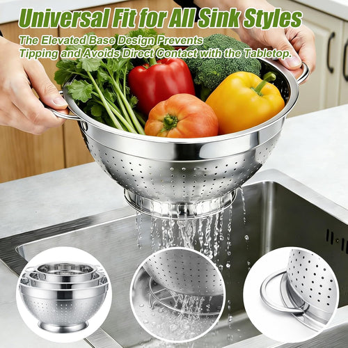Colander and Strainer Self Drainer Base Plate Stainless Steel for Kitchen