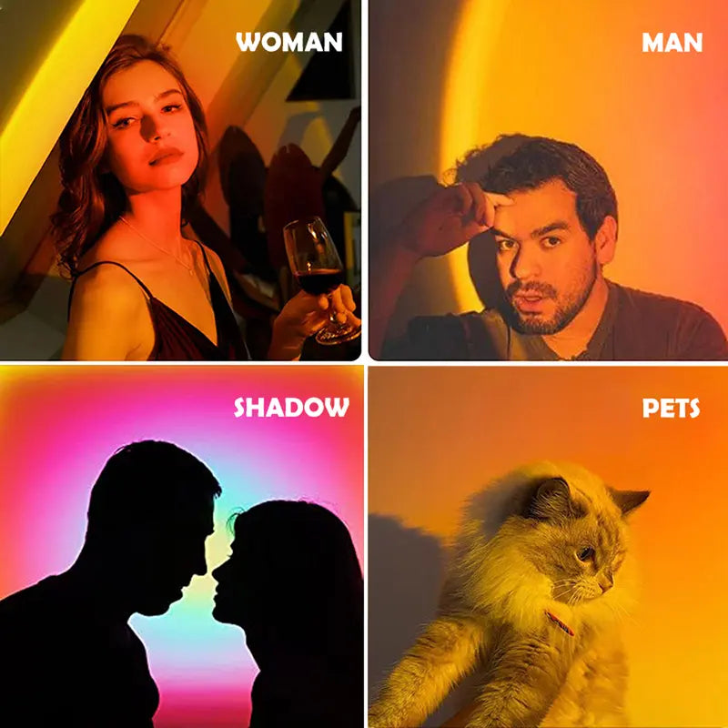 🌅✨ Sunset Projector Lamp – 16 RGB Colors, 180° Rotation & Starry Sky + Moon Effects 🌙