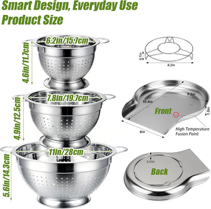 Colander and Strainer Self Drainer Base Plate Stainless Steel for Kitchen