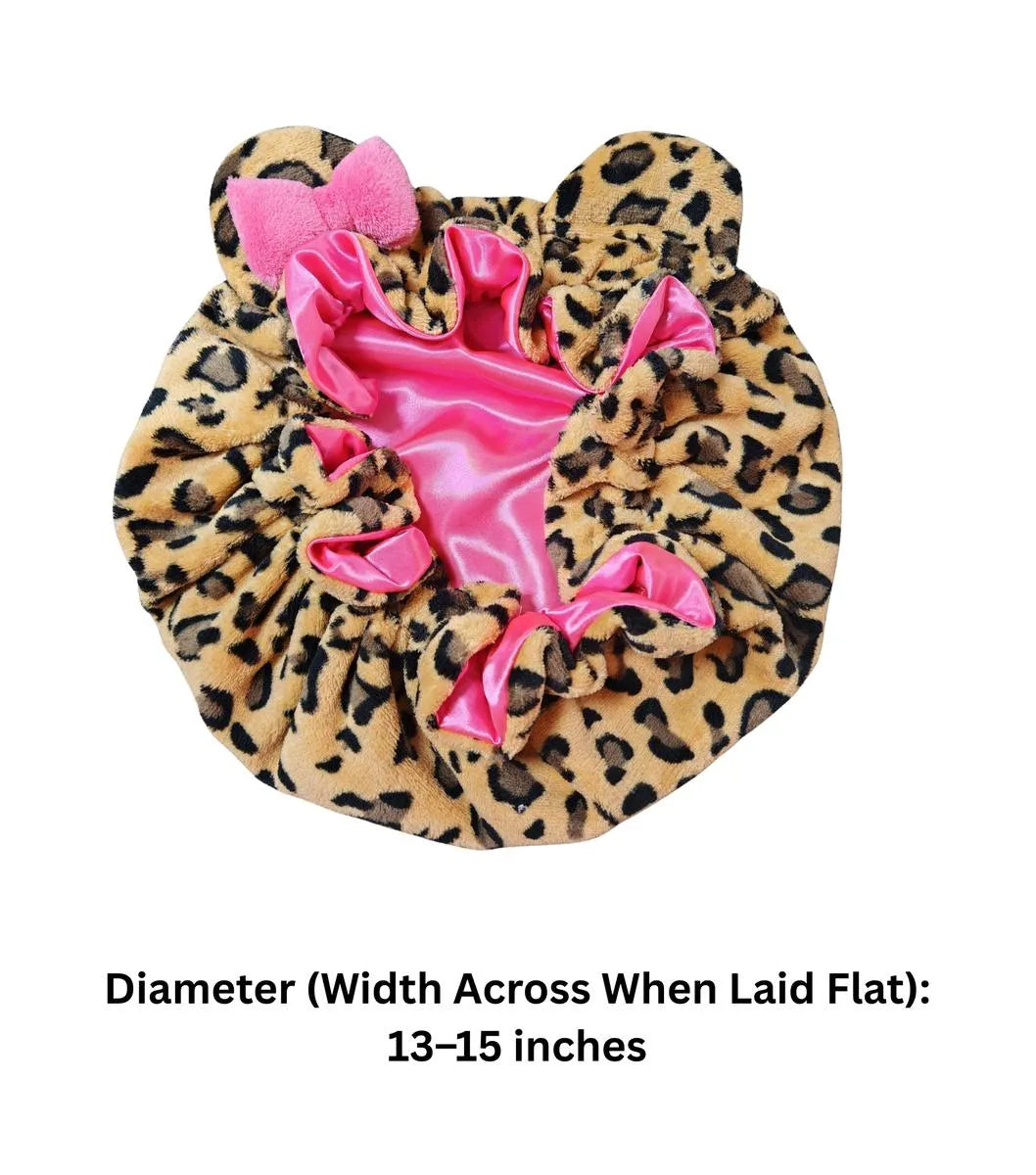 🎀Leopard Print & Pink Teddy Bonnet✨