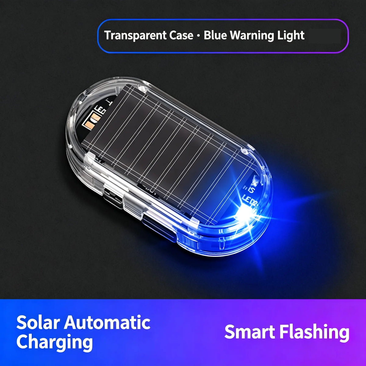 🚨 Solar Fake Car Alarm Light – LED Security Warning Flashing Simulator