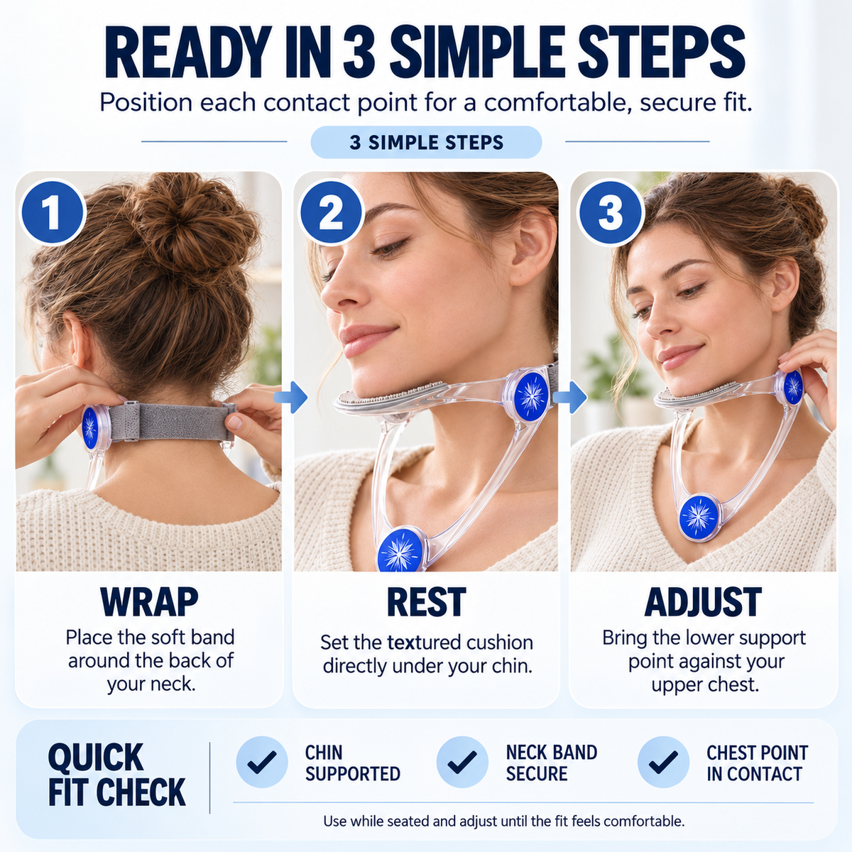 ✨Hands-Free Wearable Head Support – 360° Adjustable & Foldable