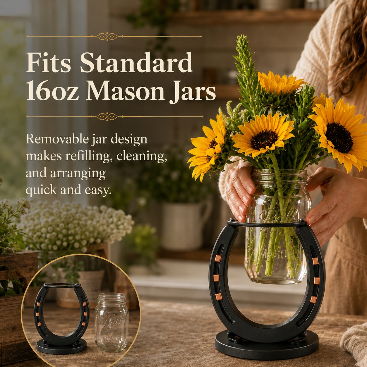 Handmade Horseshoe Mason Jar Holder Collection (📦Buy 2 Free Shipping)