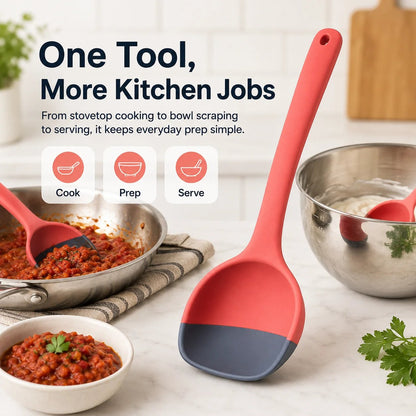 🎉🥄 2-in-1 Silicone Scoop & Scraper Spoon – Multi-Purpose Cooking & Serving Utensil