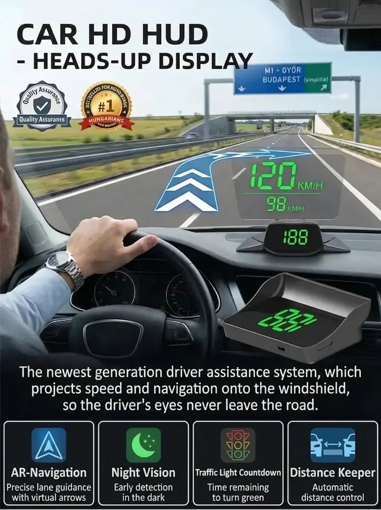 🚗 50% Off Now! Head-Up Display (HUD) GPS Digital Speedometer – Features traffic light countdown and speed camera alerts; a universal driving safety system to help you avoid city traffic fines.