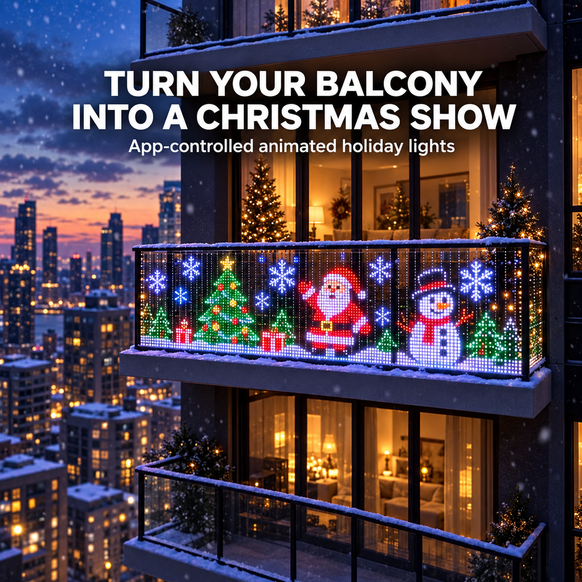 🔥LAST DAY 50% OFF✨🎄 Turn Your Balcony Into a Christmas Show – Animated LED Pixel Curtain Lights🎅