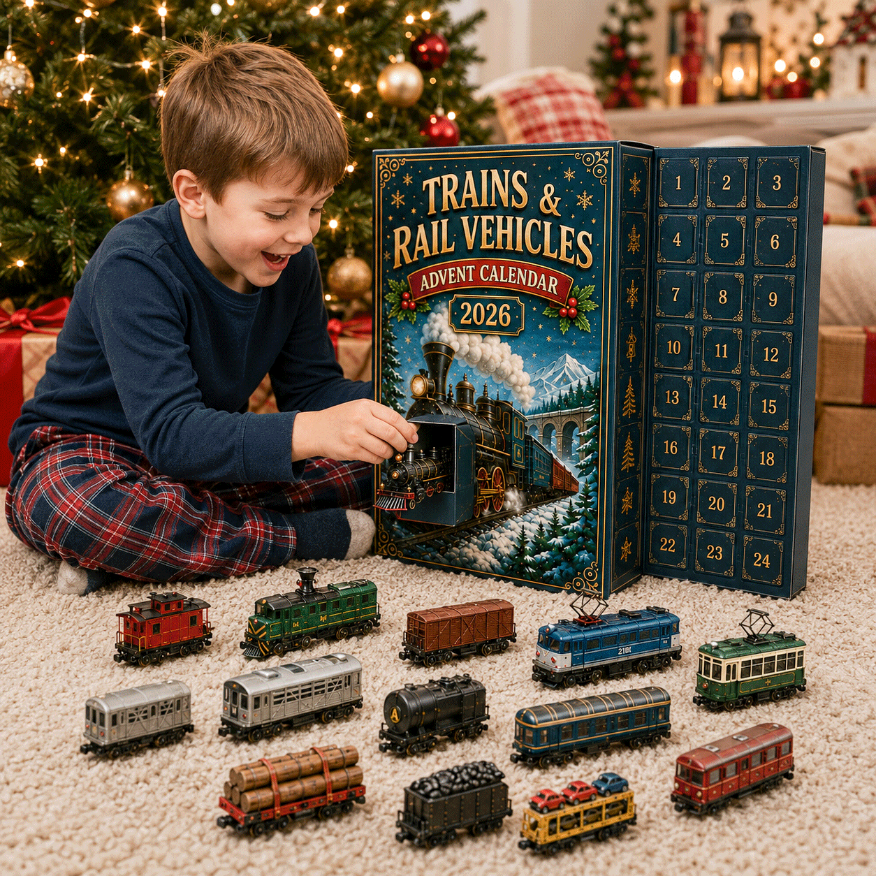⏰Christmas Early Bird 50% OFF-🎄🚂Trains & Rail Vehicles Advent Calendar 2026 – 24 Railway Surprises