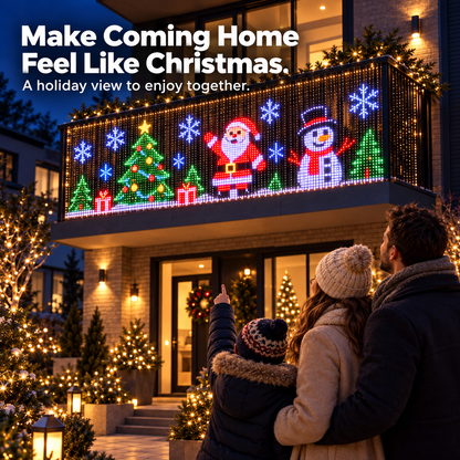 🔥LAST DAY 50% OFF✨🎄 Turn Your Balcony Into a Christmas Show – Animated LED Pixel Curtain Lights🎅