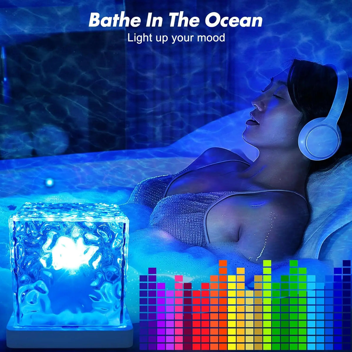 💫Rechargeable Waterproof Shower Light✨ – 🌈16 Colors Ocean Wave Projector with Remote🌊