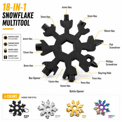 ❄️🛠️ 2-Pack Viral 18-in-1 Snowflake Multi-Tool Stainless Steel Portable Wrench 🔧✨