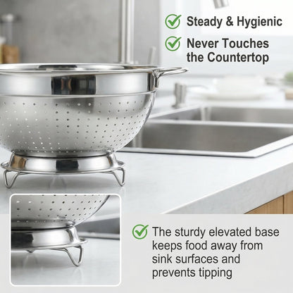 Colander and Strainer Self Drainer Base Plate Stainless Steel for Kitchen