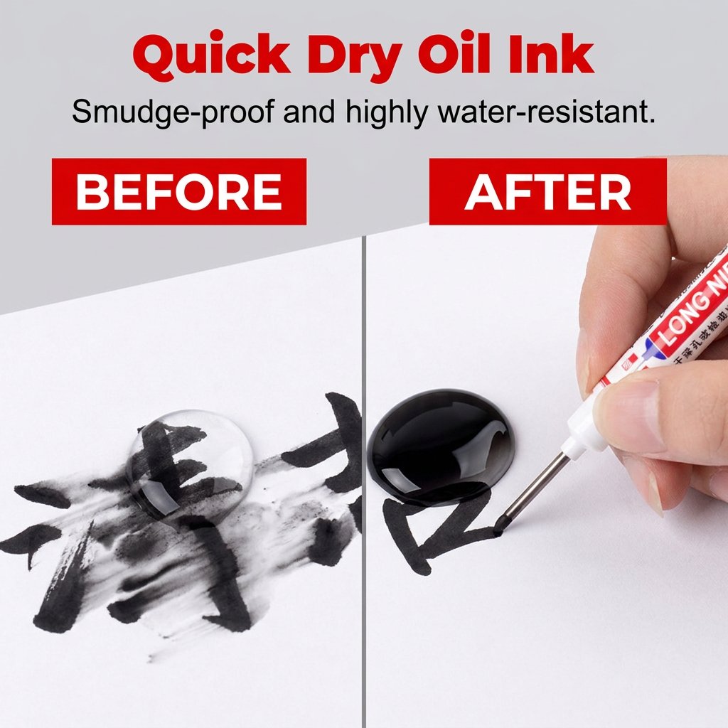 Extended Tip Marker Pen, Quick Dry Ink For Deep Hole Marking🎯