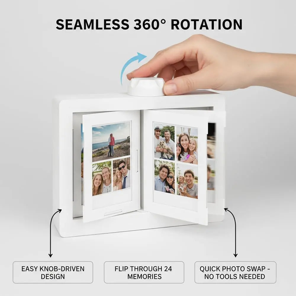 Spin Through Your Favorite Memories – A Modern Rotating Photo Display for 24 Special Moments