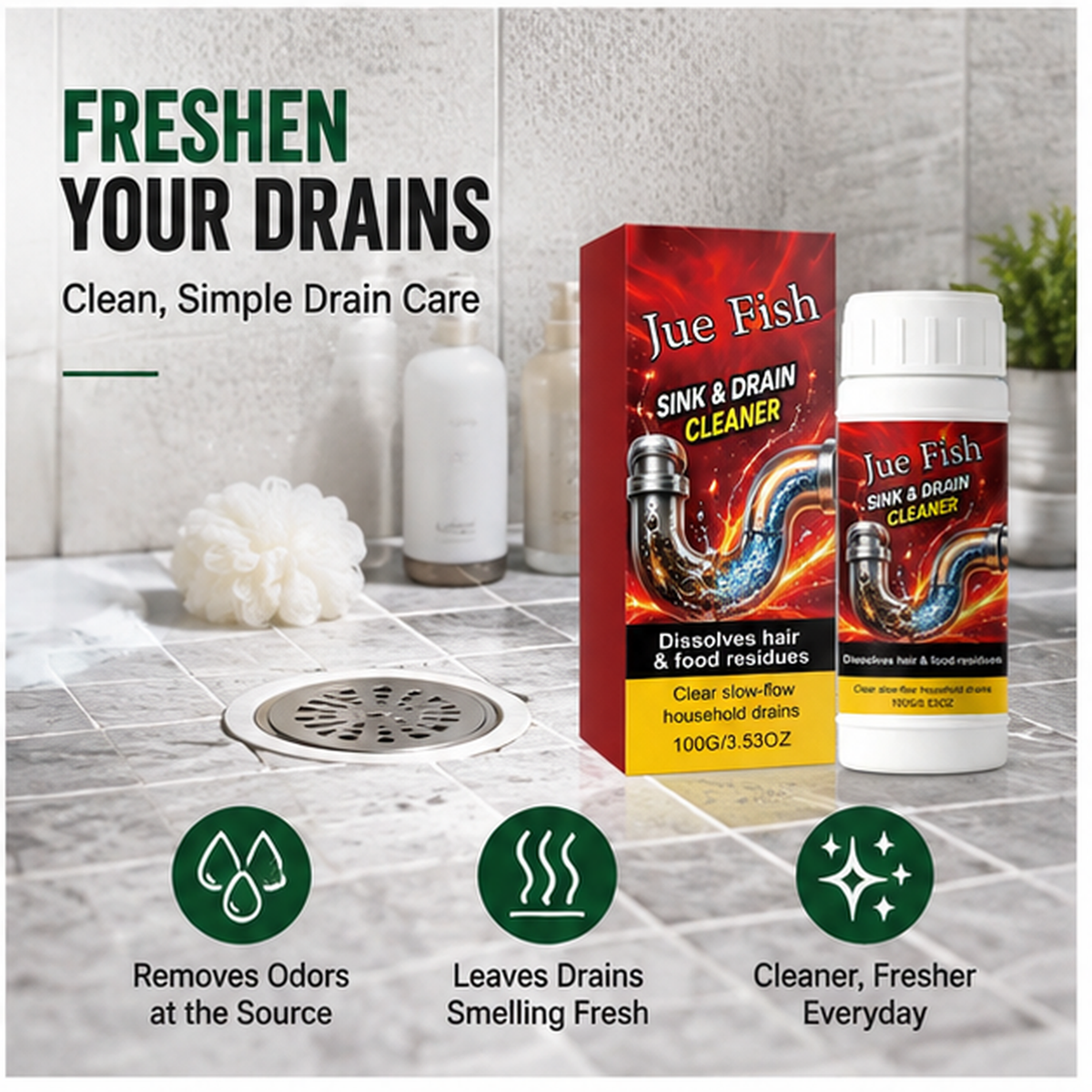 Pipe Unclogging Powder – Kitchen & Bathroom Drain Cleaner