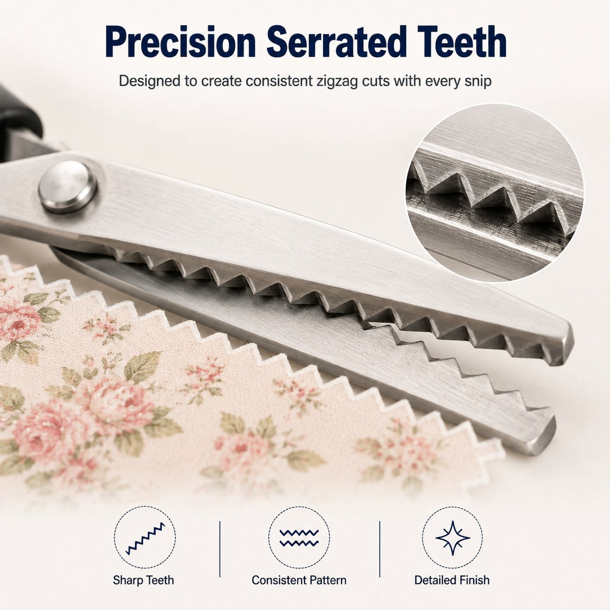🔥LAST DAY 49% OFF✂️Pinking Shears Zig‑Zag Fabric Scissors 5mm Serrated Stainless Steel