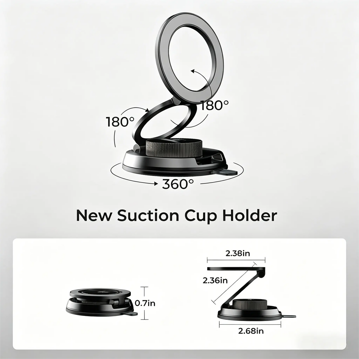 Car Phone Holder for Magsafe 360 Adjustable Vacuum Magnetic Phone Holder for Car