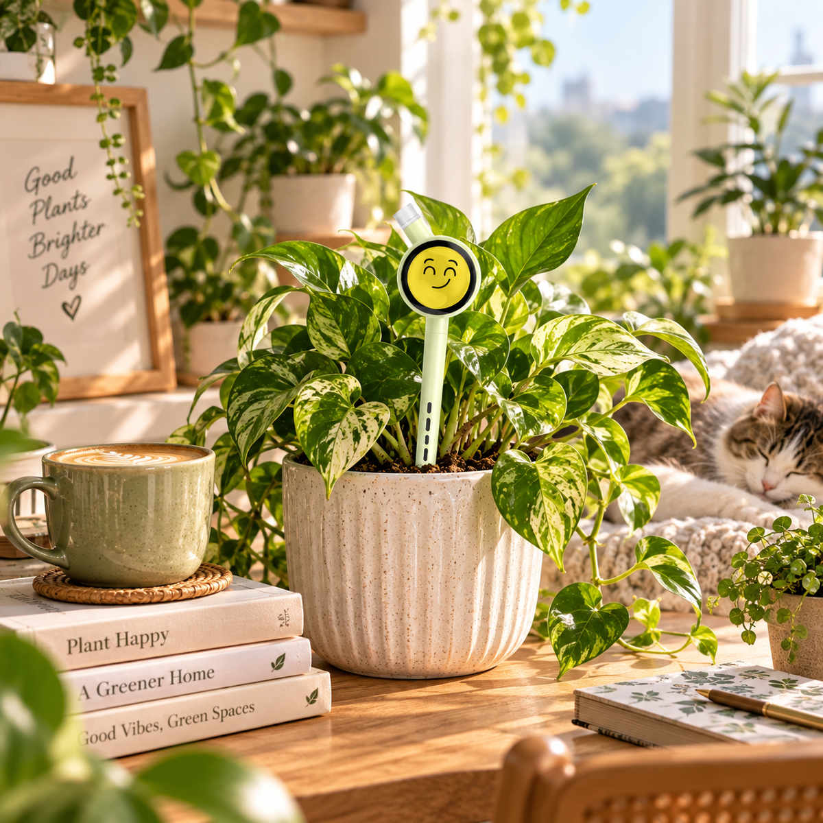 🌱 Plantiemoji™ Smart Plant Care Sensor – 4-in-1 Emoji Plant Monitor