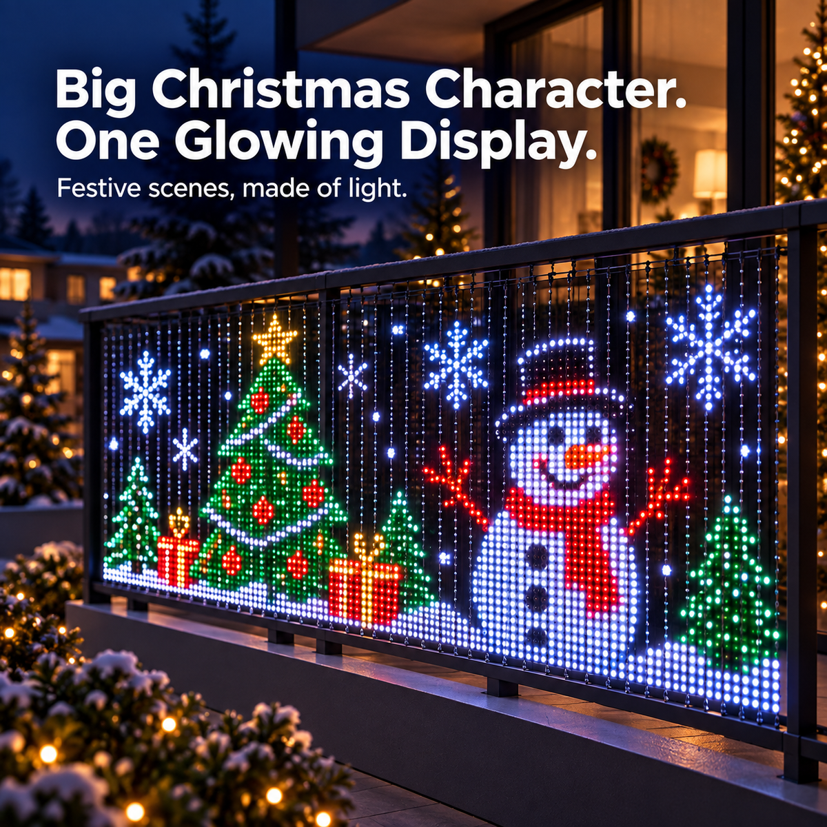🔥LAST DAY 50% OFF✨🎄 Turn Your Balcony Into a Christmas Show – Animated LED Pixel Curtain Lights🎅