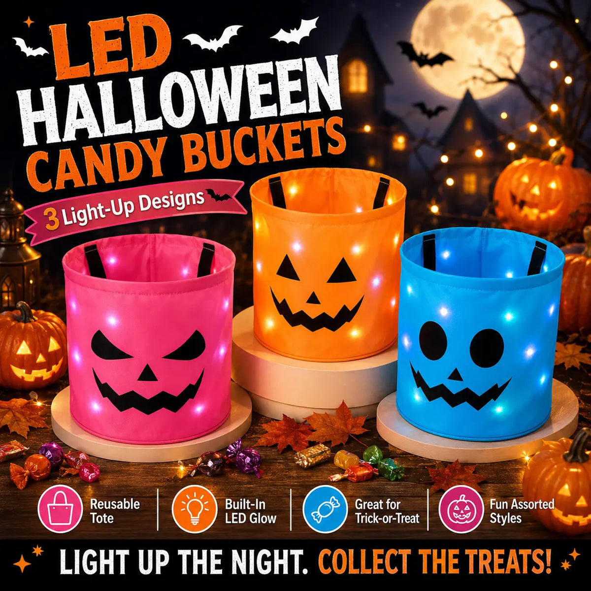 Light Up the Fun – The Spooky LED Pumpkin Buckets Every Halloween Needs! 🎃✨