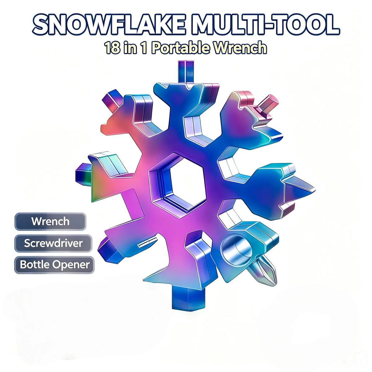 ❄️🛠️ 2-Pack Viral 18-in-1 Snowflake Multi-Tool Stainless Steel Portable Wrench 🔧✨