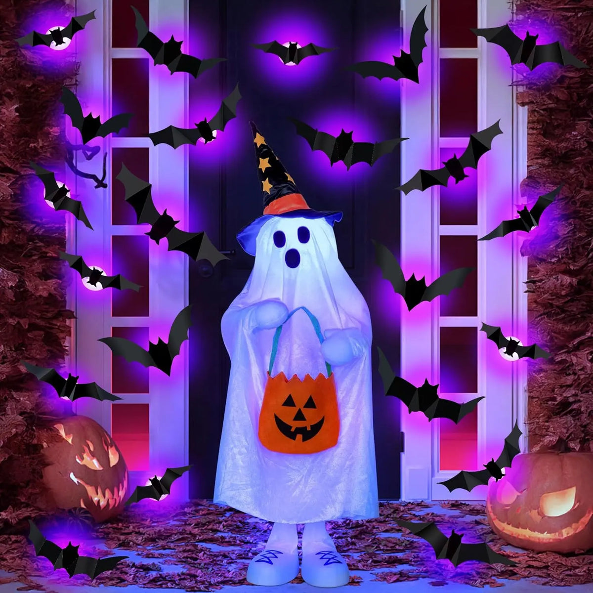 🦇🦇Create a Spooky Glow – 36PCS Purple LED 3D Bats for Halloween Décor