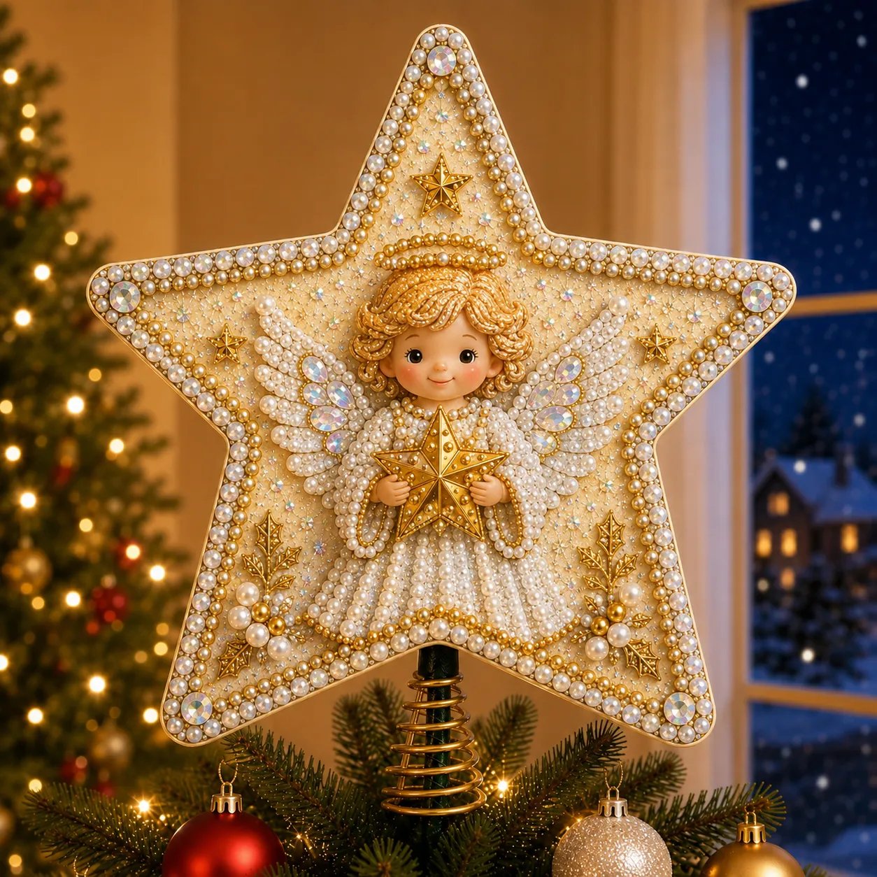 🎄⭐ Pearl Diamond Art Christmas Tree Topper Kit