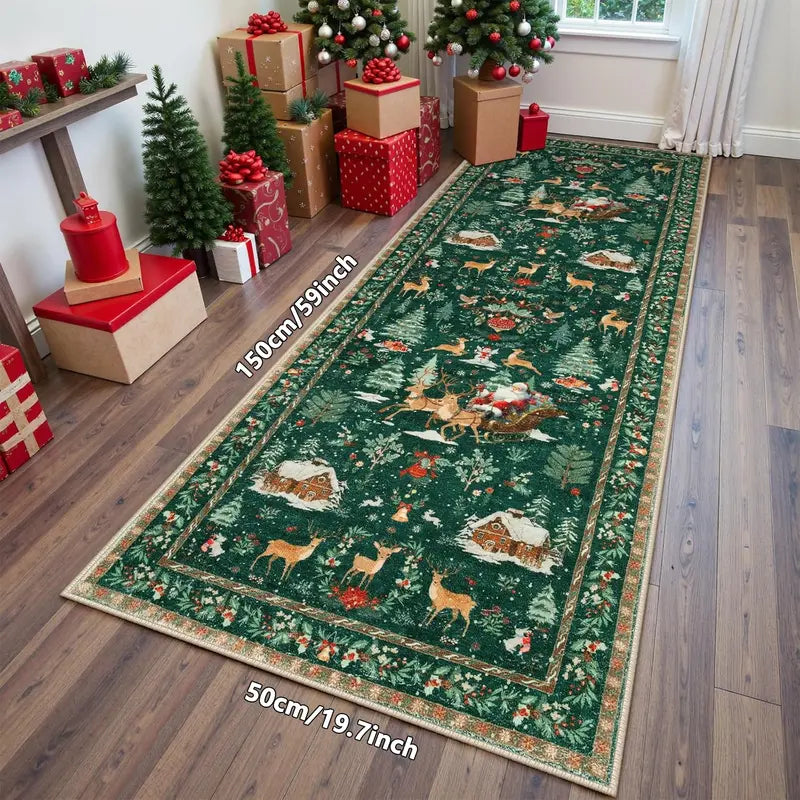 🎄✨ Christmas Runner Rug – Soft, Non-Slip & Washable Holiday Decor 🎁