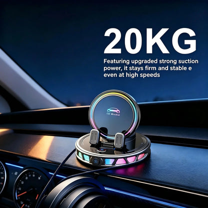 360° Rotating Wireless Charging Car Phone Mount with RGB Ambient Light