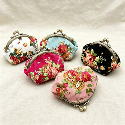🌸 Vintage Floral Kiss-Lock Mini Wallet Clutch — Lightweight Daily Carry Purse for Women