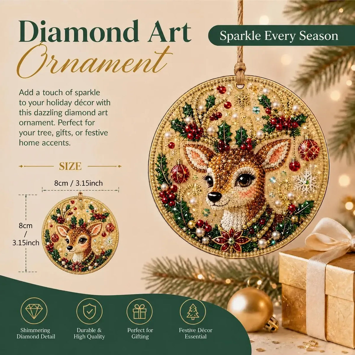 🔥🎁6Pcs/12Pcs Christmas DIY Diamond Painting Ornaments Kit, Xmas Tree Hanging Pendant🎄