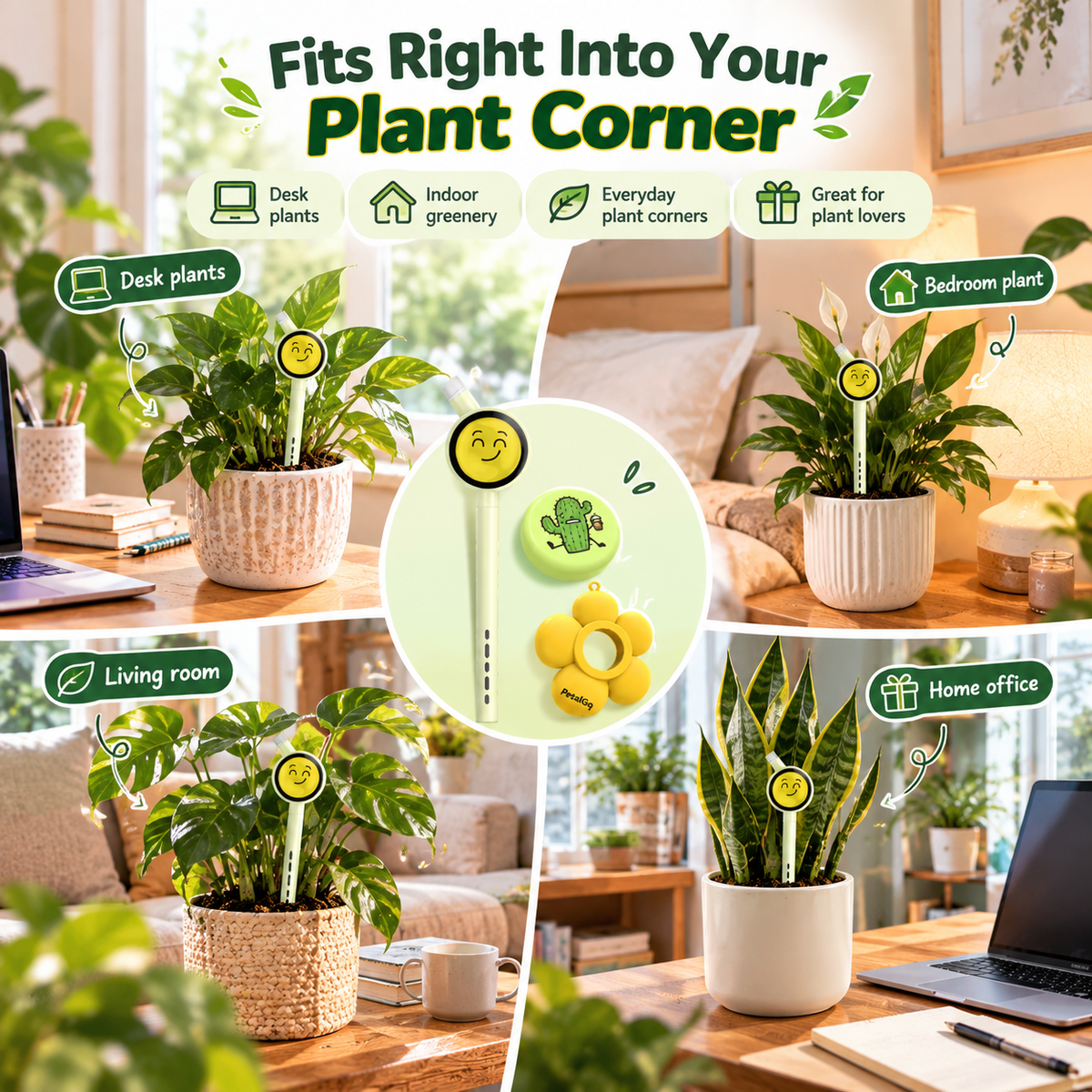 🌱 Plantiemoji™ Smart Plant Care Sensor – 4-in-1 Emoji Plant Monitor