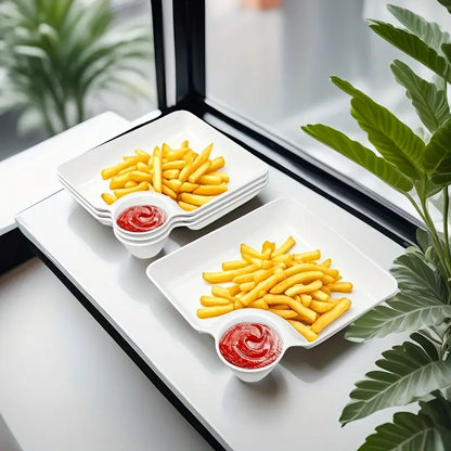 🍱✨ 4-Pack Divided Snack Plates – Non-Breakable Plates with Sauce Compartments for Snacks & Appetizers 🍗