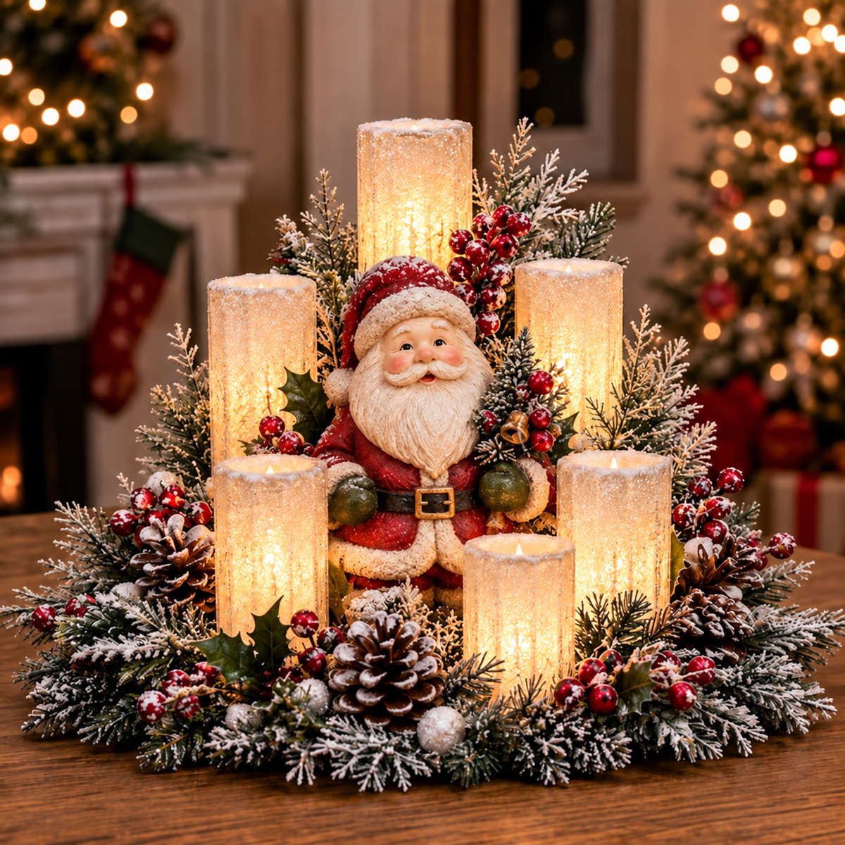 🎅🎄 Christmas Santa Table Centerpiece – Festive Winter Holiday Decor！！！✨