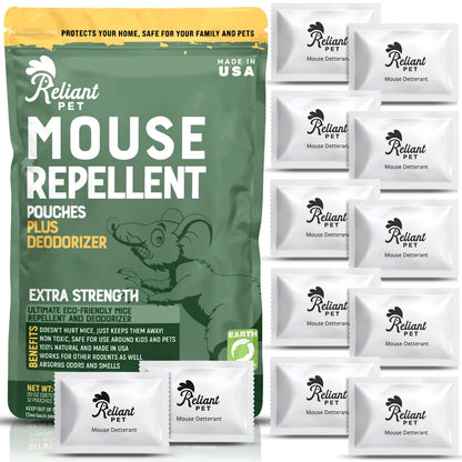 Reliant Pet Mouse Repellent Pouches - Rodent Repellent Made in USA (12 Pouches)