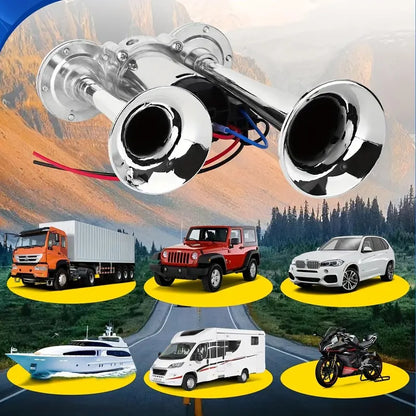 📢🔊2026 Upgraded 12V 130DB Air Horn Dual Horn, Horn Kit with Air Compressor
