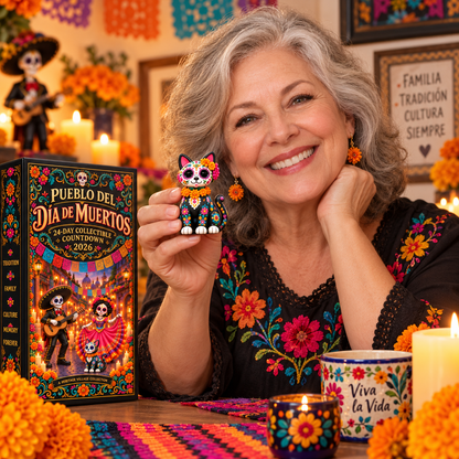 🎁Pueblo del Día de Muertos 2026 – 24-Day Day of the Dead Collectible Countdown Calendar with 24 Unique Miniatures